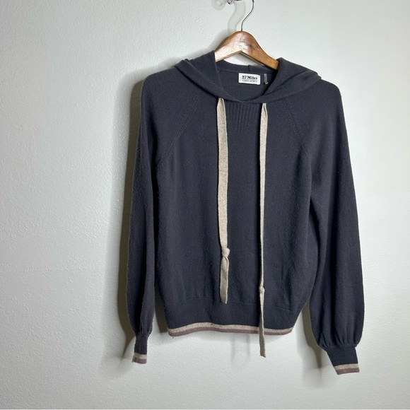 27 Miles 100% Cashmere Oversized Hooded Knit Sweatshirt Sweater Size XS - Picture 3 of 12